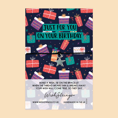 WishStrings ‘Just for You on Your Birthday’ Wish Bracelet | Thoughtful Birthday Gift | Meaningful Keepsake for a Special Celebration