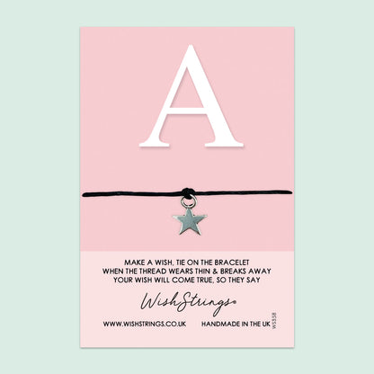 WishStrings ‘Alphabet, Letter A’ Wish Bracelet | Thoughtful Personalised Gift | Meaningful Keepsake for Initials & Personal Connections