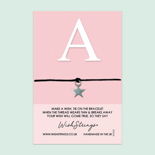 WishStrings ‘Alphabet, Letter A’ Wish Bracelet | Thoughtful Personalised Gift | Meaningful Keepsake for Initials & Personal Connections