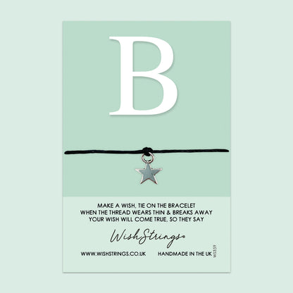 WishStrings ‘Alphabet, Letter B’ Wish Bracelet | Thoughtful Personalized Gift | Meaningful Keepsake for Initials & Special Connections