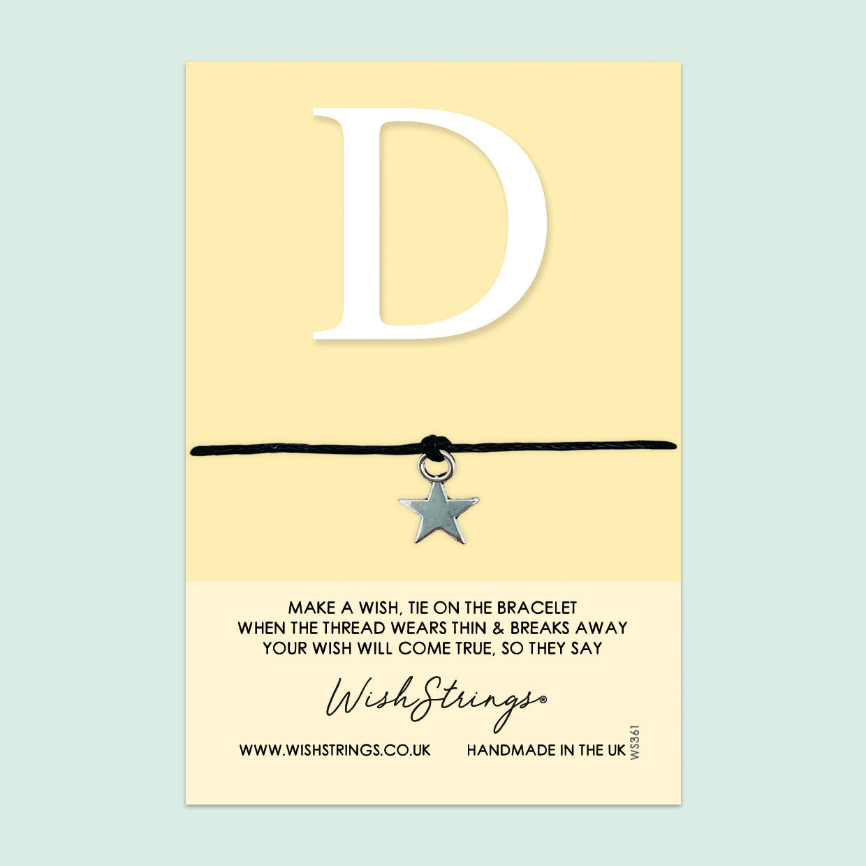 WishStrings ‘Alphabet, Letter D’ Wish Bracelet | Thoughtful Personalized Gift | Meaningful Keepsake for Initials & Special Connections