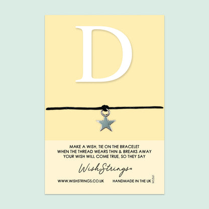 WishStrings ‘Alphabet, Letter D’ Wish Bracelet | Thoughtful Personalized Gift | Meaningful Keepsake for Initials & Special Connections