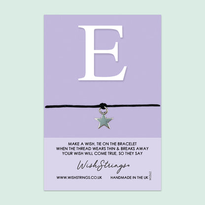 WishStrings ‘Alphabet, Letter E’ Wish Bracelet | Thoughtful Personalized Gift | Meaningful Keepsake for Initials & Special Connections