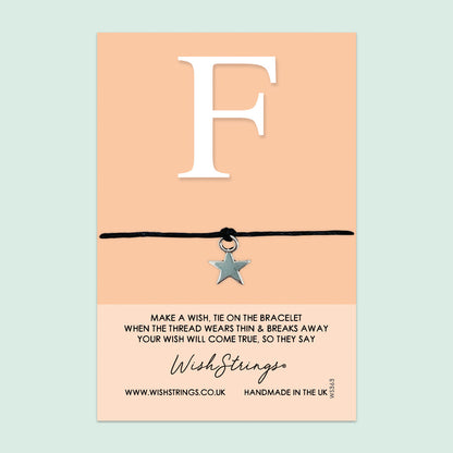 WishStrings ‘Alphabet, Letter F’ Wish Bracelet | Thoughtful Personalized Gift | Meaningful Keepsake for Initials & Special Connections