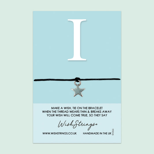 WishStrings ‘Alphabet, Letter I’ Wish Bracelet | Thoughtful Personalized Gift | Meaningful Keepsake for Initials & Special Connections