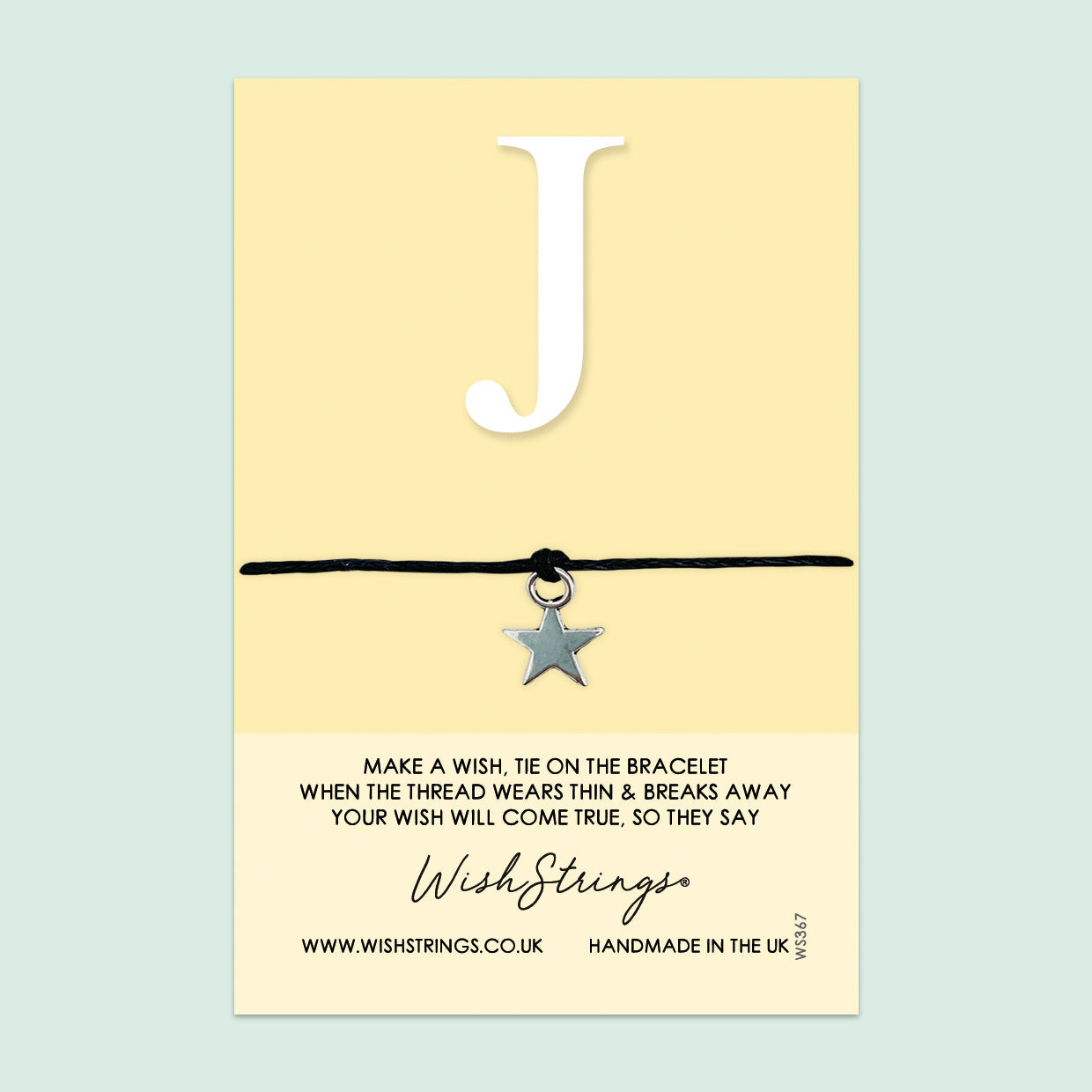 WishStrings ‘Alphabet, Letter J’ Wish Bracelet | Thoughtful Personalized Gift | Meaningful Keepsake for Initials & Special Connections