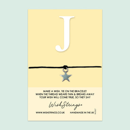 WishStrings ‘Alphabet, Letter J’ Wish Bracelet | Thoughtful Personalized Gift | Meaningful Keepsake for Initials & Special Connections
