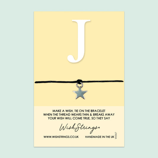 WishStrings ‘Alphabet, Letter J’ Wish Bracelet | Thoughtful Personalized Gift | Meaningful Keepsake for Initials & Special Connections