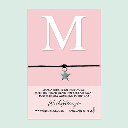 WishStrings ‘Alphabet, Letter M’ Wish Bracelet | Thoughtful Personalized Gift | Meaningful Keepsake for Initials & Special Connections