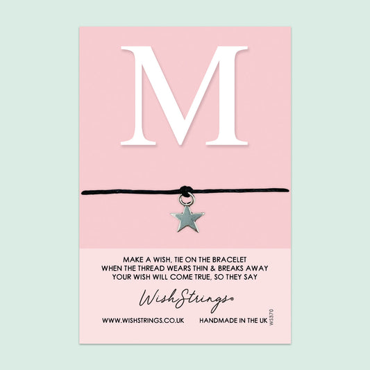 WishStrings ‘Alphabet, Letter M’ Wish Bracelet | Thoughtful Personalized Gift | Meaningful Keepsake for Initials & Special Connections