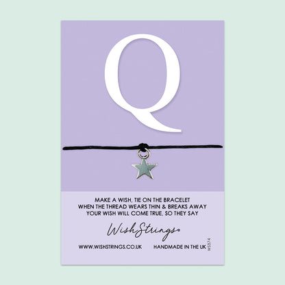 WishStrings ‘Alphabet, Letter Q’ Wish Bracelet | Thoughtful Personalized Gift | Meaningful Keepsake for Initials & Special Connections