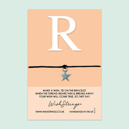 WishStrings ‘Alphabet, Letter R’ Wish Bracelet | Thoughtful Personalized Gift | Meaningful Keepsake for Initials & Special Connections