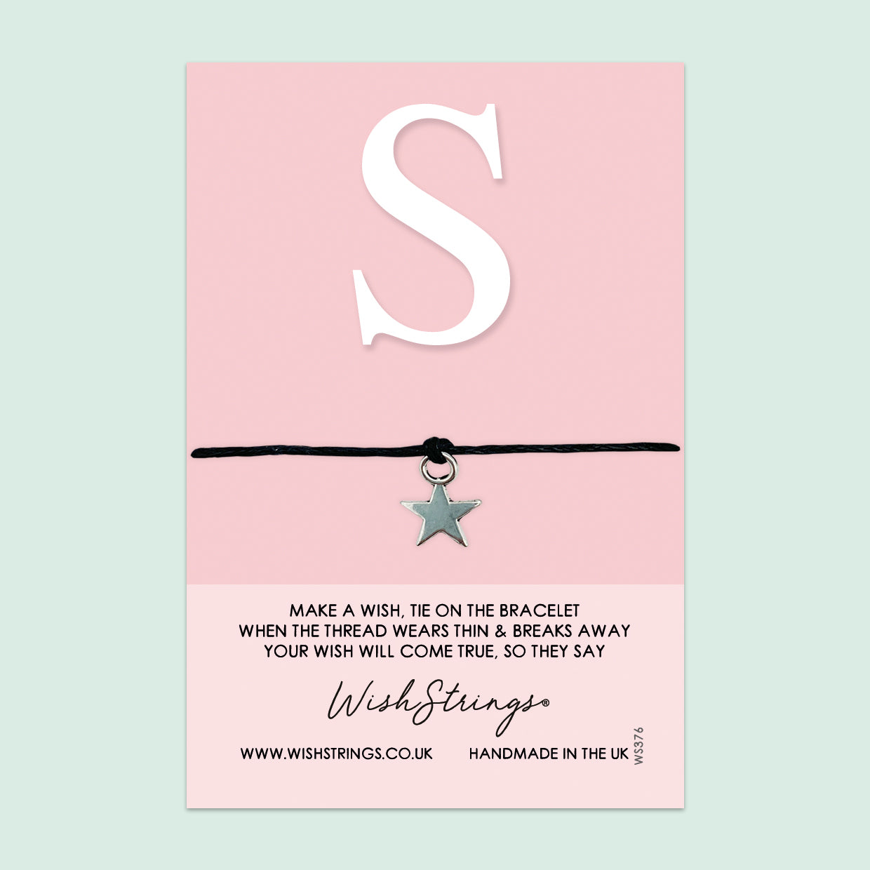 WishStrings ‘Alphabet, Letter S' Wish Bracelet | Thoughtful Personalized Gift | Meaningful Keepsake for Initials & Special Connections