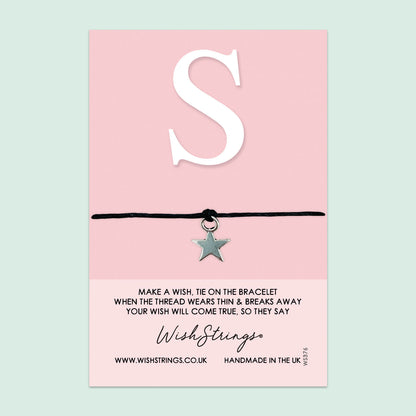 WishStrings ‘Alphabet, Letter S' Wish Bracelet | Thoughtful Personalized Gift | Meaningful Keepsake for Initials & Special Connections