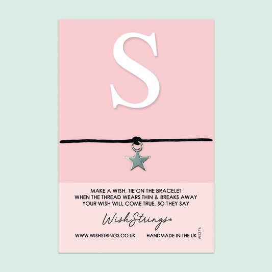 WishStrings ‘Alphabet, Letter S' Wish Bracelet | Thoughtful Personalized Gift | Meaningful Keepsake for Initials & Special Connections