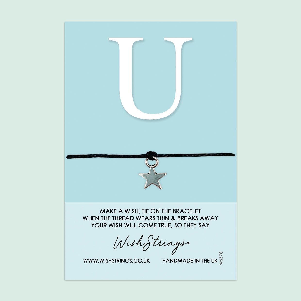 WishStrings ‘Alphabet, Letter U’ Wish Bracelet | Thoughtful Personalized Gift | Meaningful Keepsake for Initials & Special Connections
