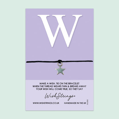 WishStrings ‘Alphabet, Letter W’ Wish Bracelet | Thoughtful Personalized Gift | Meaningful Keepsake for Initials & Special Connections