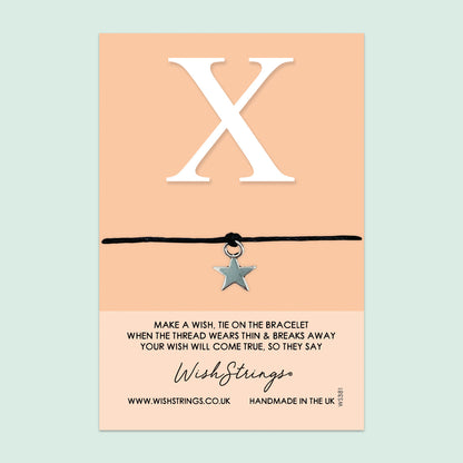 WishStrings ‘Alphabet, Letter X’ Wish Bracelet | Thoughtful Personalized Gift | Meaningful Keepsake for Initials & Special Connections