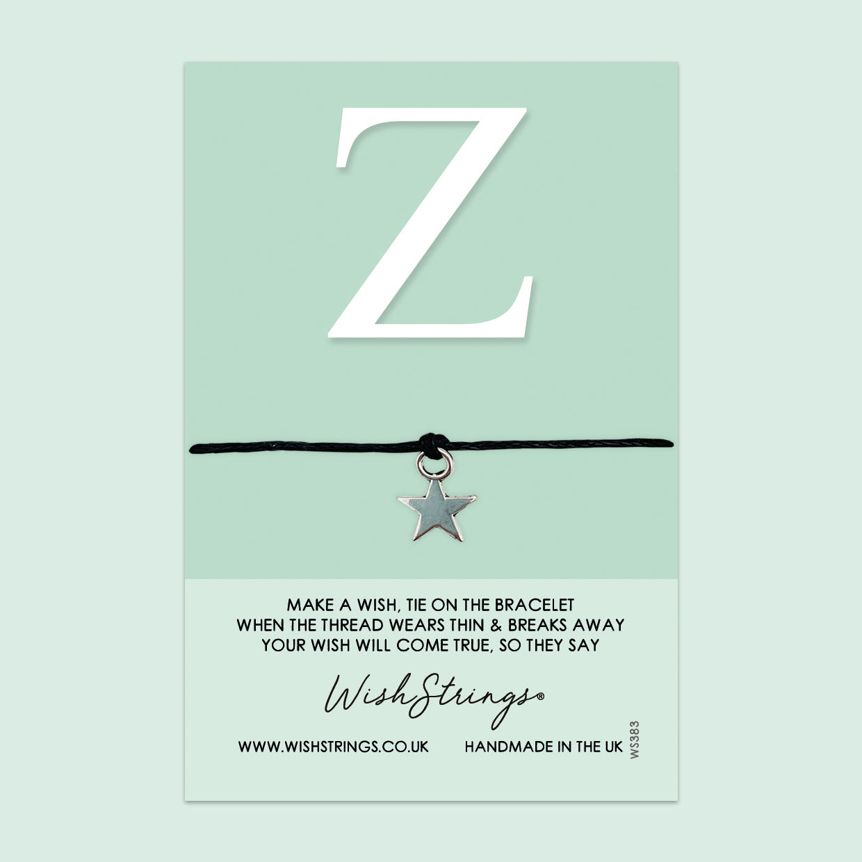 WishStrings ‘Alphabet, Letter Z’ Wish Bracelet | Thoughtful Personalized Gift | Meaningful Keepsake for Initials & Special Connections