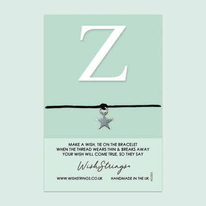 WishStrings ‘Alphabet, Letter Z’ Wish Bracelet | Thoughtful Personalized Gift | Meaningful Keepsake for Initials & Special Connections