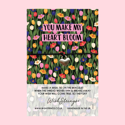 WishStrings ‘You Make My Heart Bloom’ Wish Bracelet | Motivational Gift | Meaningful Keepsake for Positivity, Love & Luck