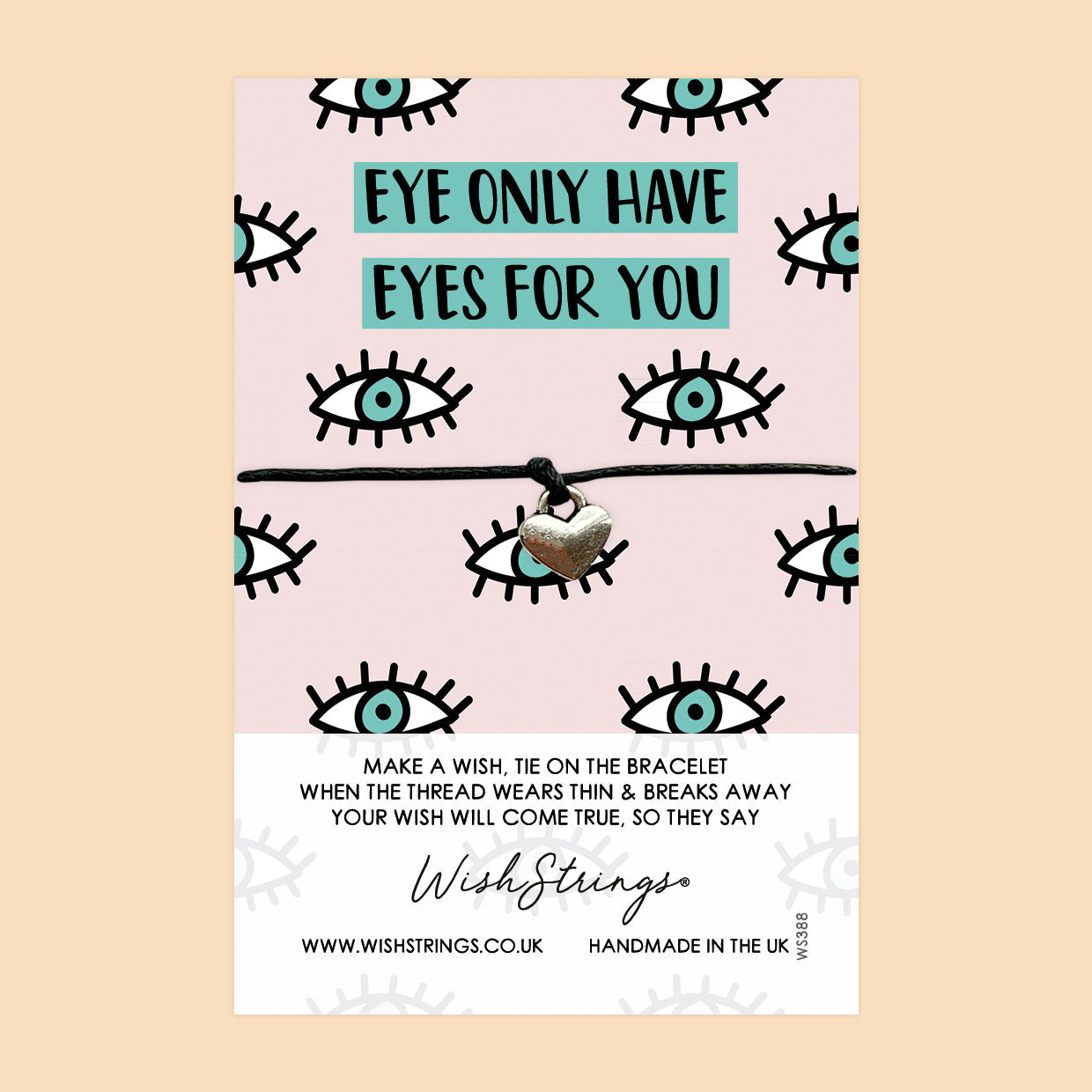 WishStrings ‘Only Have Eyes for You’ Wish Bracelet | Cute Love Gift for Couples | Meaningful Keepsake for Romance & Affection