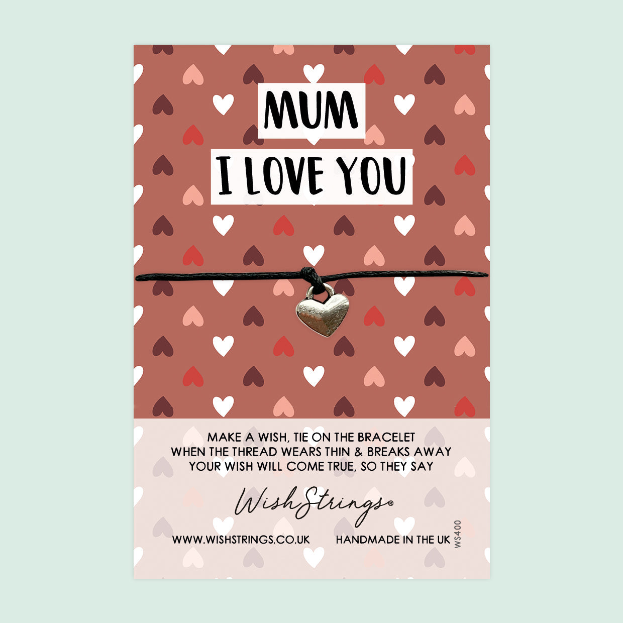 WishStrings ‘I Love You Mum’ Wish Bracelet | Thoughtful Gift from Kids | Meaningful Keepsake to Show Love & Appreciation for Mum