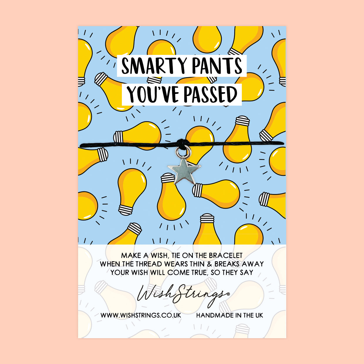 WishStrings ‘Smarty Pants, You’ve Passed’ Wish Bracelet | Gift for Exam Success | Meaningful Keepsake for Well Done & Achievement