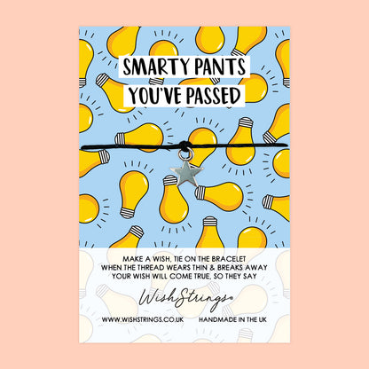 WishStrings ‘Smarty Pants, You’ve Passed’ Wish Bracelet | Gift for Exam Success | Meaningful Keepsake for Well Done & Achievement