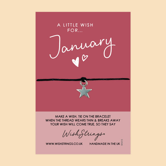 WishStrings ‘January’ Birth Month Wish Bracelet | Thoughtful Birthday Gift | Meaningful Keepsake for January Birthdays