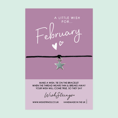 WishStrings ‘February’ Birth Month Wish Bracelet | Thoughtful Birthday Gift | Meaningful Keepsake for February Birthdays