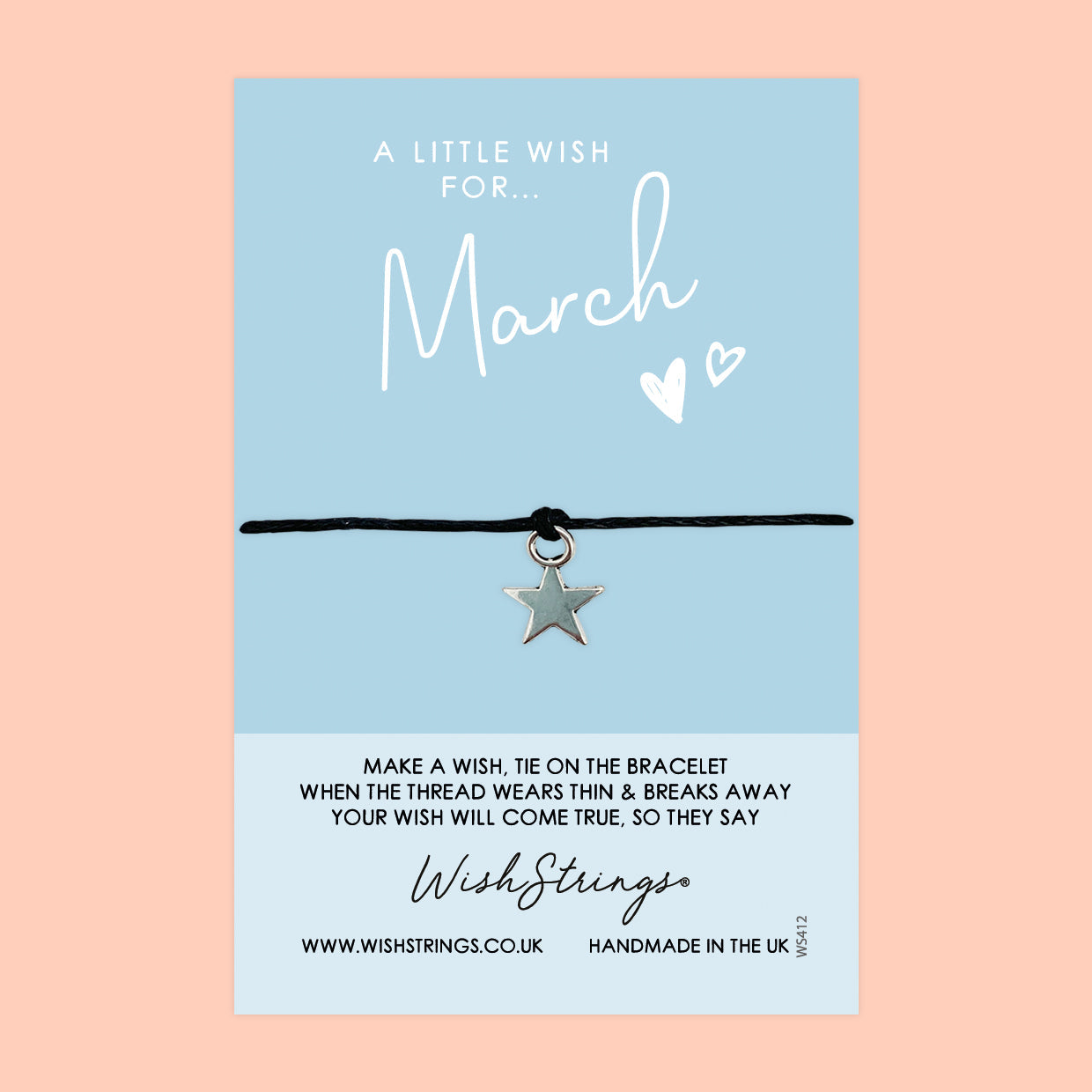 WishStrings ‘March’ Birth Month Wish Bracelet | Thoughtful Birthday Gift | Meaningful Keepsake for March Birthdays