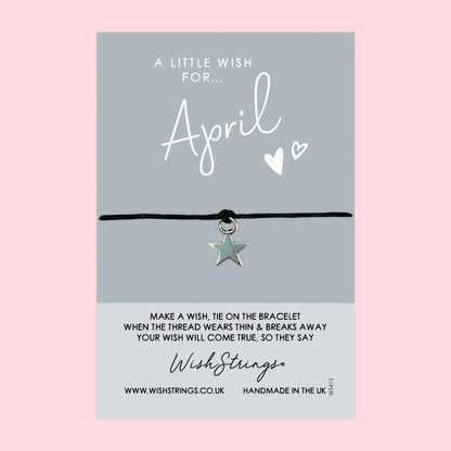 WishStrings ‘April’ Birth Month Wish Bracelet | Thoughtful Birthday Gift | Meaningful Keepsake for April Birthdays