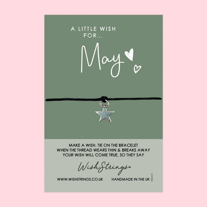 WishStrings ‘May’ Birth Month Wish Bracelet | Thoughtful Birthday Gift | Meaningful Keepsake for May Birthdays