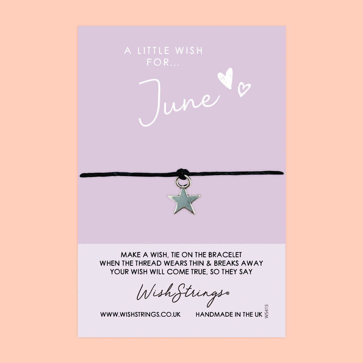 WishStrings ‘June’ Birth Month Wish Bracelet | Thoughtful Birthday Gift | Meaningful Keepsake for June Birthdays