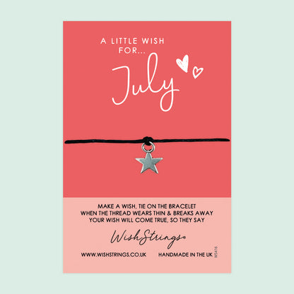 WishStrings ‘July’ Birth Month Wish Bracelet | Thoughtful Birthday Gift | Meaningful Keepsake for July Birthdays