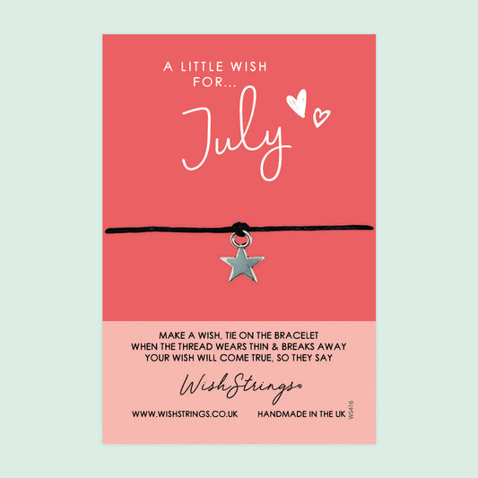 WishStrings ‘July’ Birth Month Wish Bracelet | Thoughtful Birthday Gift | Meaningful Keepsake for July Birthdays