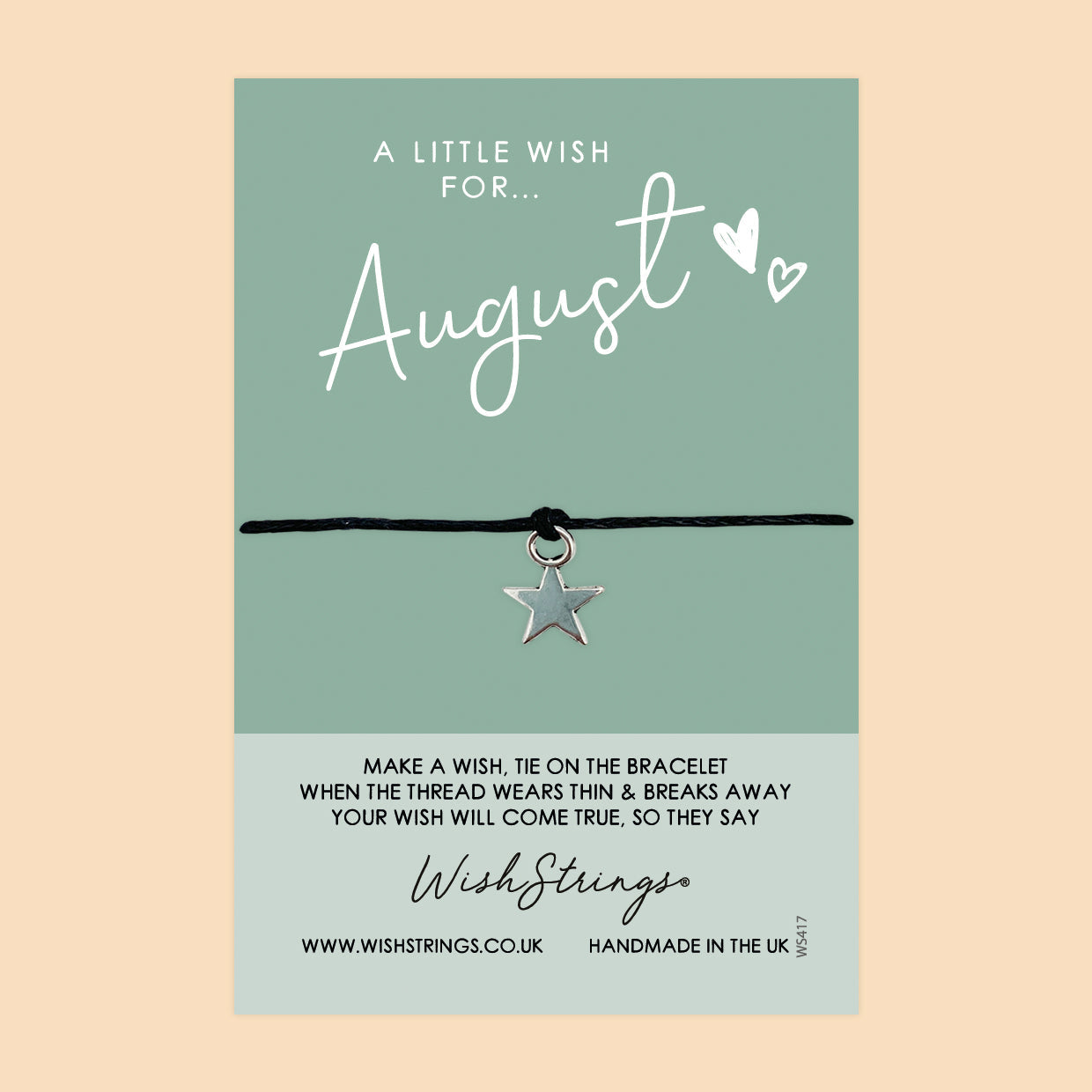 WishStrings ‘August’ Birth Month Wish Bracelet | Thoughtful Birthday Gift | Meaningful Keepsake for August Birthdays