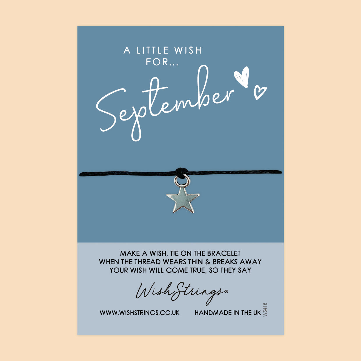 WishStrings ‘September’ Birth Month Wish Bracelet | Thoughtful Birthday Gift | Meaningful Keepsake for September Birthdays