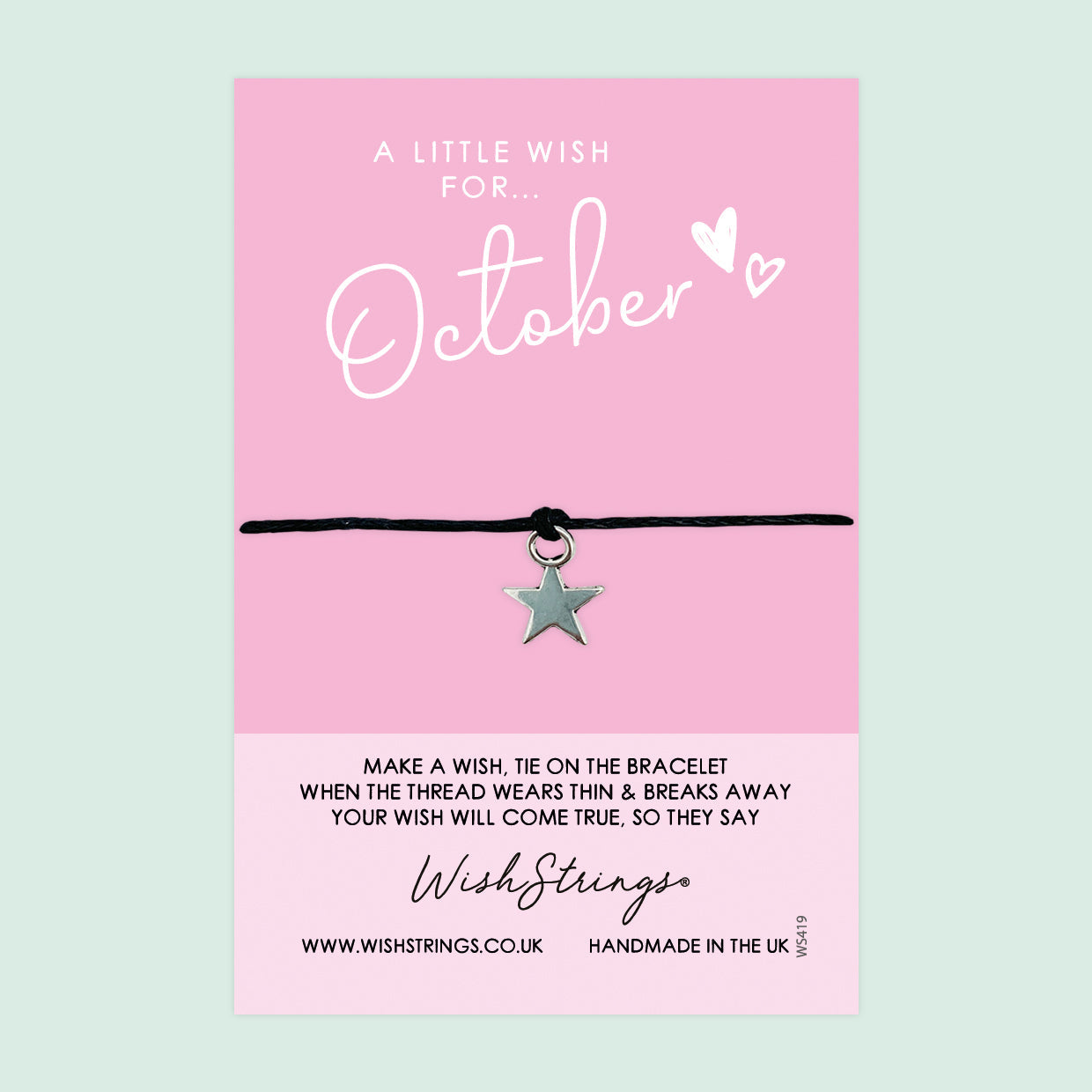 WishStrings ‘October’ Birth Month Wish Bracelet | Thoughtful Birthday Gift | Meaningful Keepsake for October Birthdays