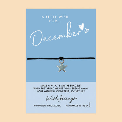 WishStrings ‘December’ Birth Month Wish Bracelet | Thoughtful Birthday Gift | Meaningful Keepsake for December Birthdays