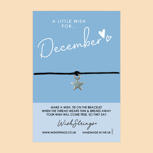 WishStrings ‘December’ Birth Month Wish Bracelet | Thoughtful Birthday Gift | Meaningful Keepsake for December Birthdays