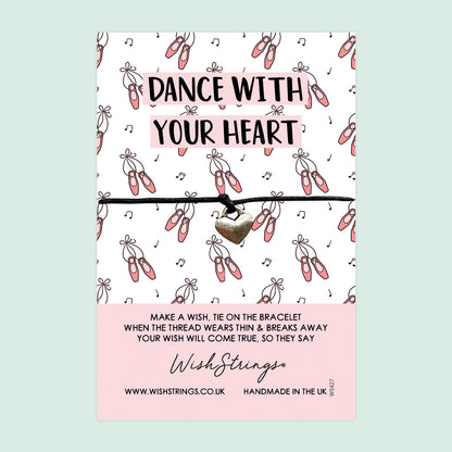 WishStrings ‘Dance With Your Heart’ Wish Bracelet | Perfect Gift for Dancers & Ballet Lovers | Meaningful Keepsake for Dance Exams