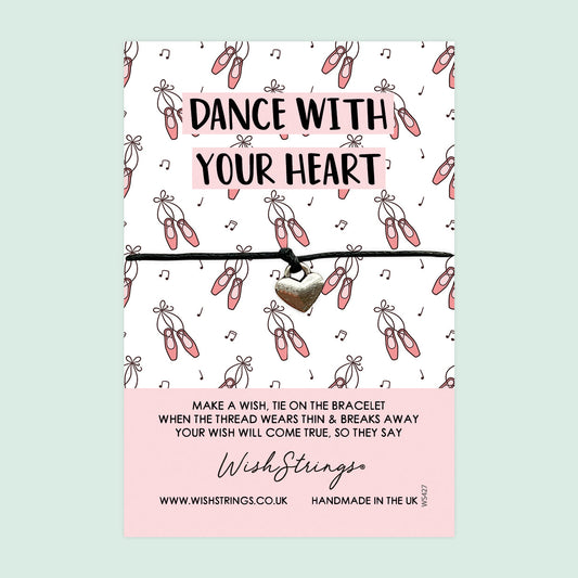 WishStrings ‘Dance With Your Heart’ Wish Bracelet | Perfect Gift for Dancers & Ballet Lovers | Meaningful Keepsake for Dance Exams