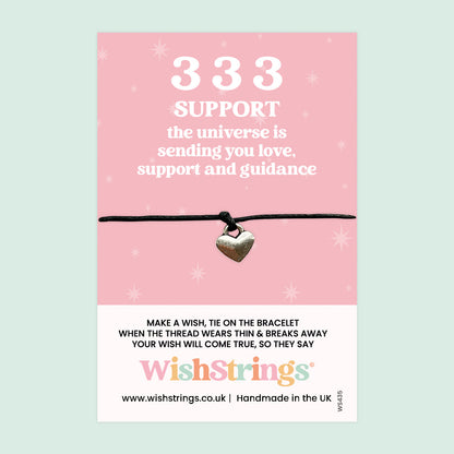 WishStrings ‘333’ Angel Number Wish Bracelet | Symbol of Love, Support & Guidance | Meaningful Manifestation Gift