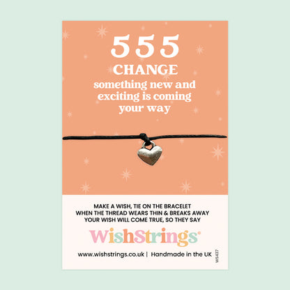 WishStrings ‘555’ Angel Number Wish Bracelet | Embrace New Beginnings | Meaningful Gift for Exciting Changes & Opportunities