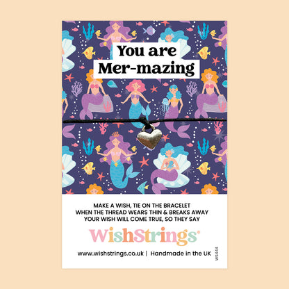 WishStrings ‘You Are Mer-mazing’ Wish Bracelet | Mermaid Design | Thoughtful Gift for Positivity & Inspiration