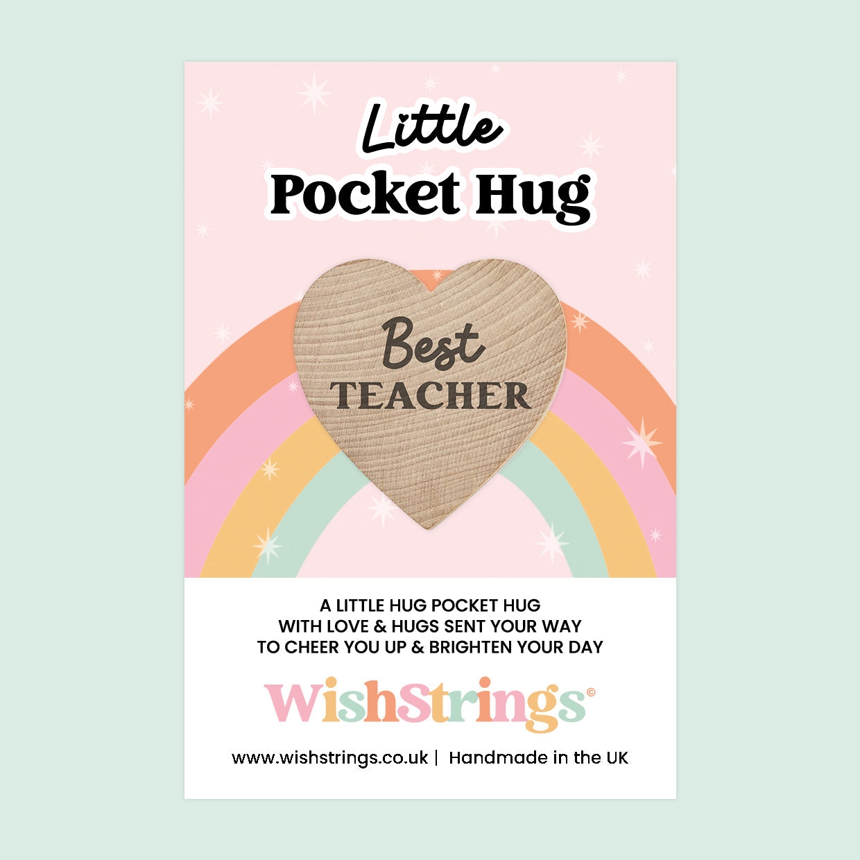 WishStrings Pocket Hug – Best Teacher Gift Token | End of Term Thank You | Teacher Appreciation Keepsake | Small Letterbox Gift | Handmade in the UK
