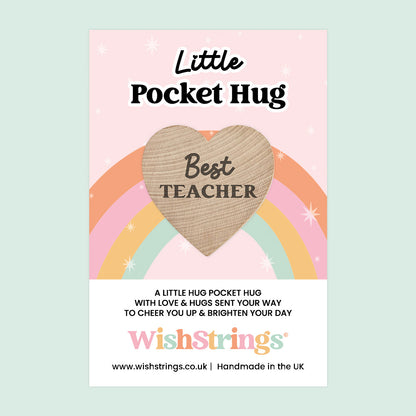 WishStrings Pocket Hug – Best Teacher Gift Token | End of Term Thank You | Teacher Appreciation Keepsake | Small Letterbox Gift | Handmade in the UK