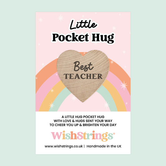 WishStrings Pocket Hug – Best Teacher Gift Token | End of Term Thank You | Teacher Appreciation Keepsake | Small Letterbox Gift | Handmade in the UK